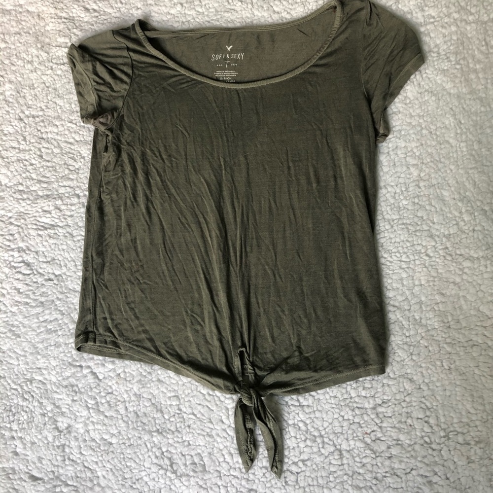 American Eagle Green Tie Bottom Shirt
